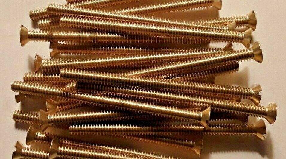 #10-24 X 3" FLAT HEAD SLOTTED, SOLID BRASS, MACHINE SCREWS, SELECT QTY