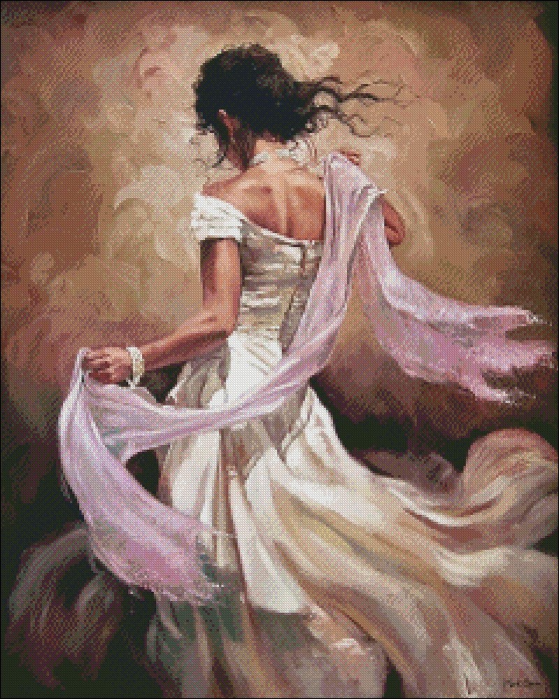 Scarf Dancer - Chart Counted Cross Stitch Patterns Needlework DIY DMC Color