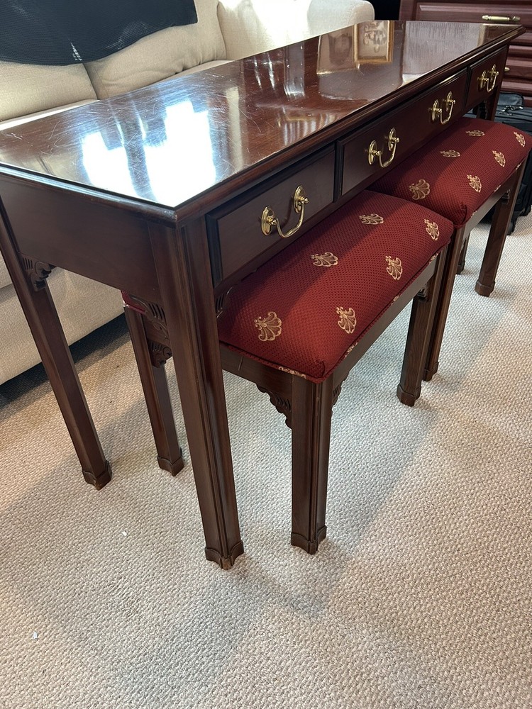 Harden Solid Cherry Sofa Consol Table & Bench Stool Set 52"