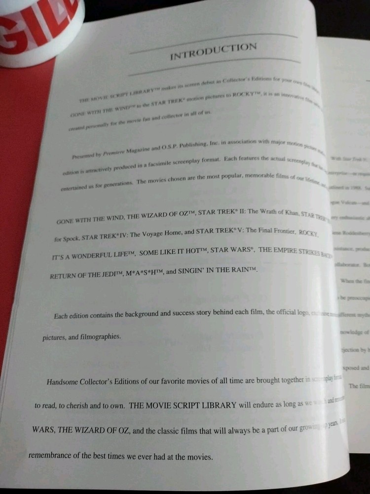 Star Trek The Final Frontier Original Movie Script Collector's Ed. 1994 First Pr