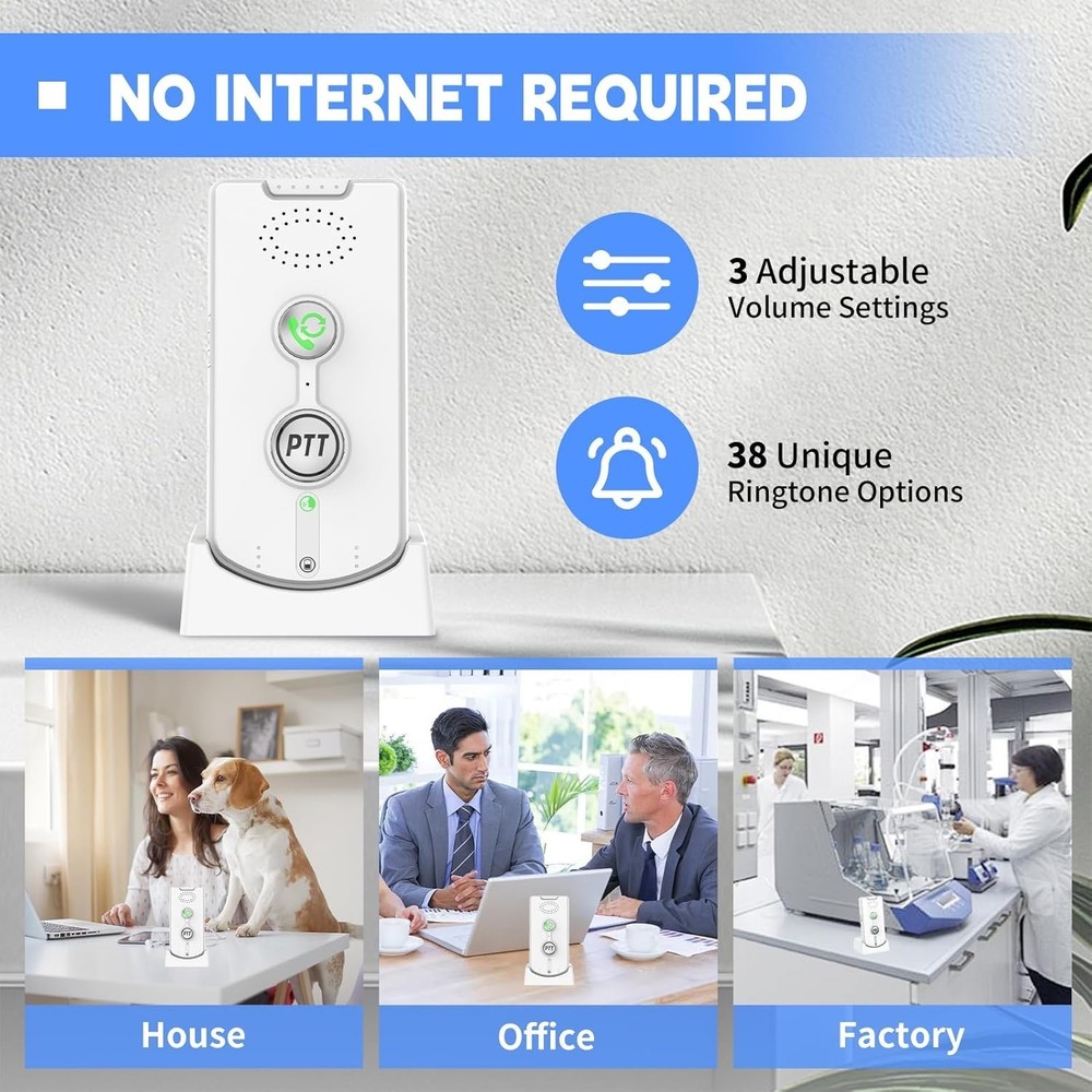 2 Way Intercom for Home,Wireless Intercom System Portable,Long Range,Push to ...