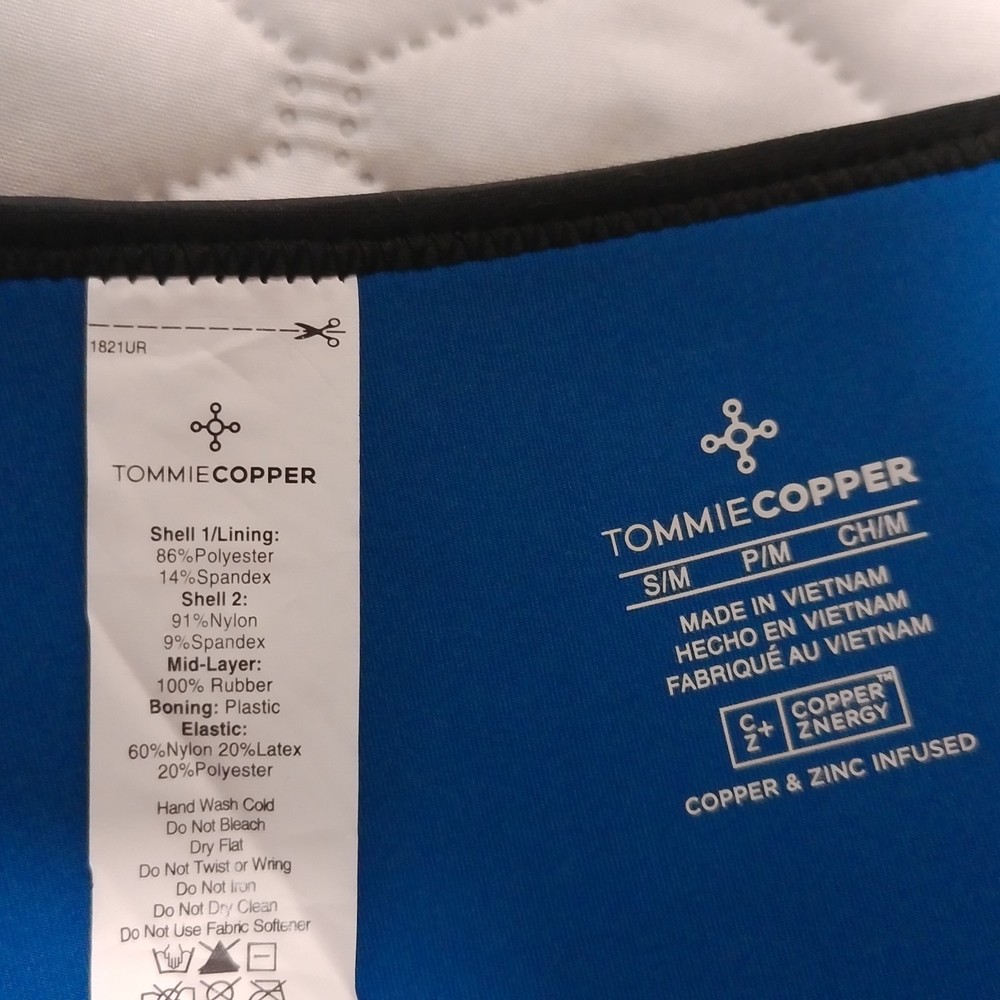 Tommie Copper Back Brace – S/M – Black/Blue – Adjustable Compression Support