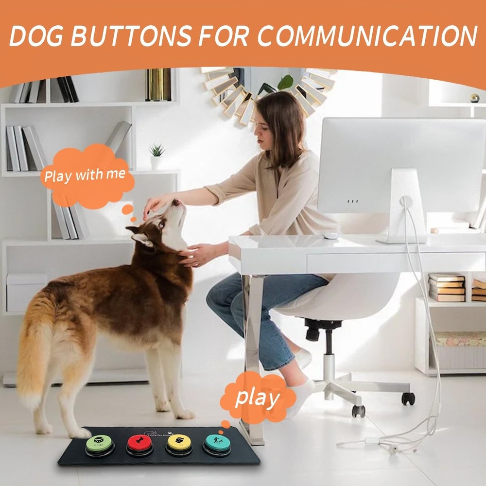 4-Piece Dog Talking Button Set, Dog Button for Communication, 30-Second Recor...