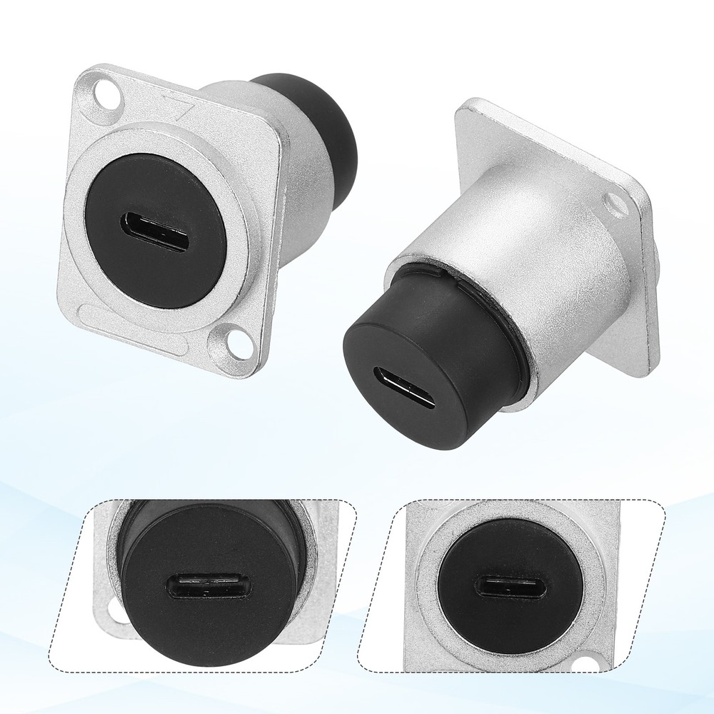 1Pcs Type C Panel Mount Coupler, D-Type USB C Pass Through 10Gbps Silver