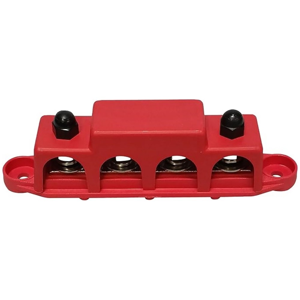 Replacement 5/16" 4 Stud Power and Ground Distribution Block with Cover M8 Red