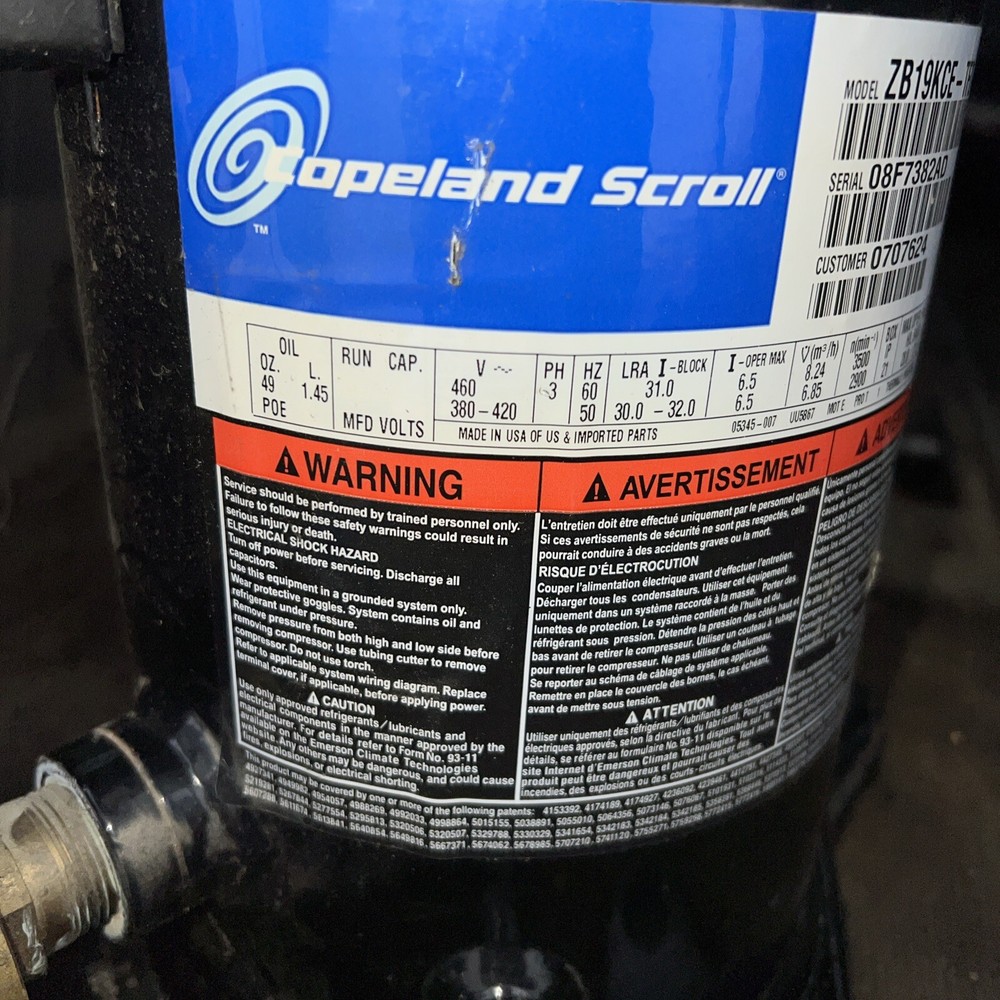 Scroll Compressor Replacement • OEM Upgraded Copeland Compressor ZB19KCE-TFD-240