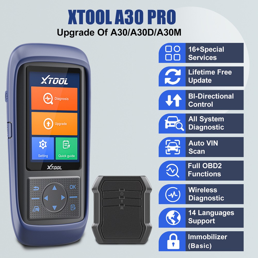 XTOOL A30 PRO Car Full Diagnostic Scanner Bi-directional IMMO Reset Coding Tool