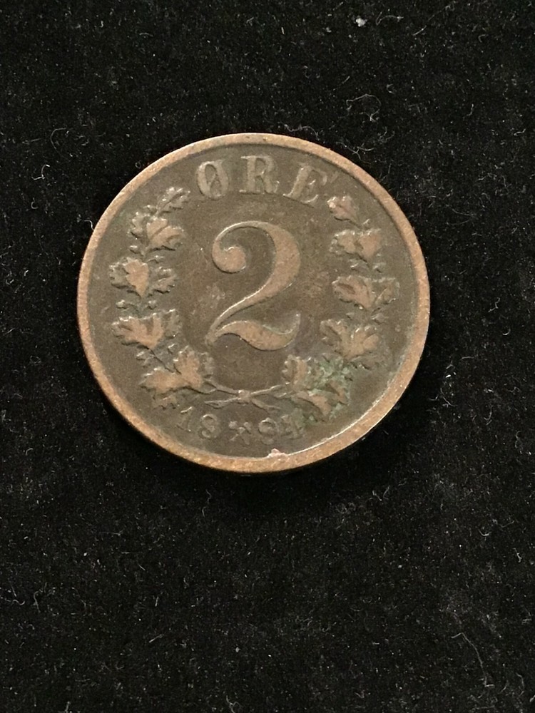 1884 Norway 2 Ore Coin - Bronze