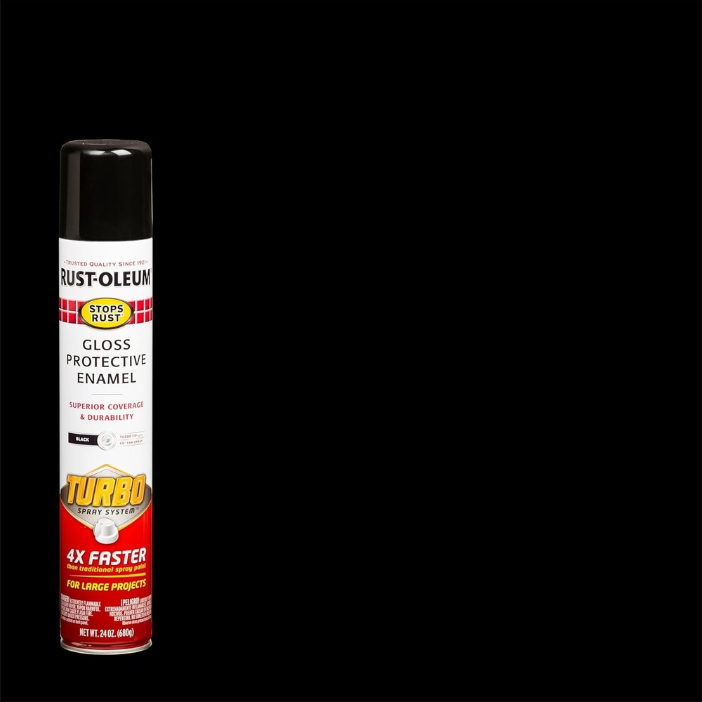 Rust-Oleum Turbo Anti-Rust Spray Paint, 24 oz, Gloss Black, 6 Pack