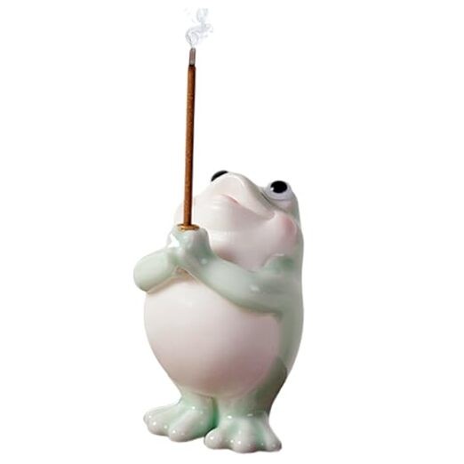 Frog Incense Holder for Sticks, Ceramic Incense Holder Cute Without Ash Catcher