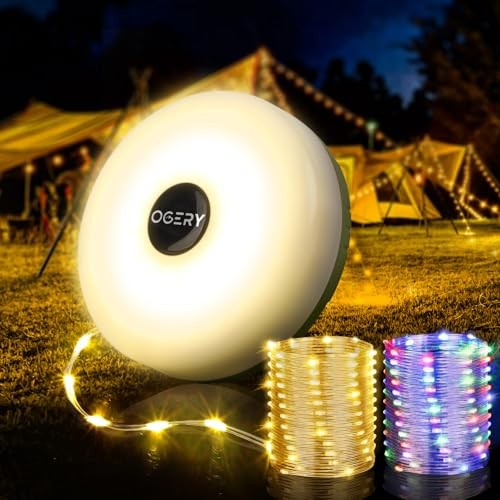 Camping String Lights, 4 in Quick Storage 32.8FT Rechargeable Tent 1 Green