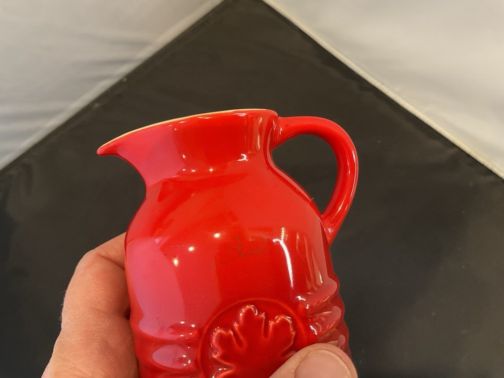 Le Creuset Stoneware Maple Syrup Pitcher Cerise cherry red 6 oz.