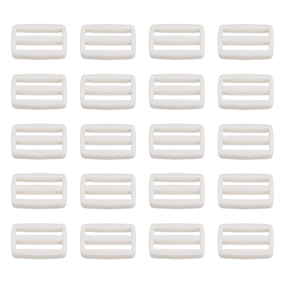 3/4 Inch Tri-Glide Slide Buckles, 50 Pack Webbing Strap Fastener, White