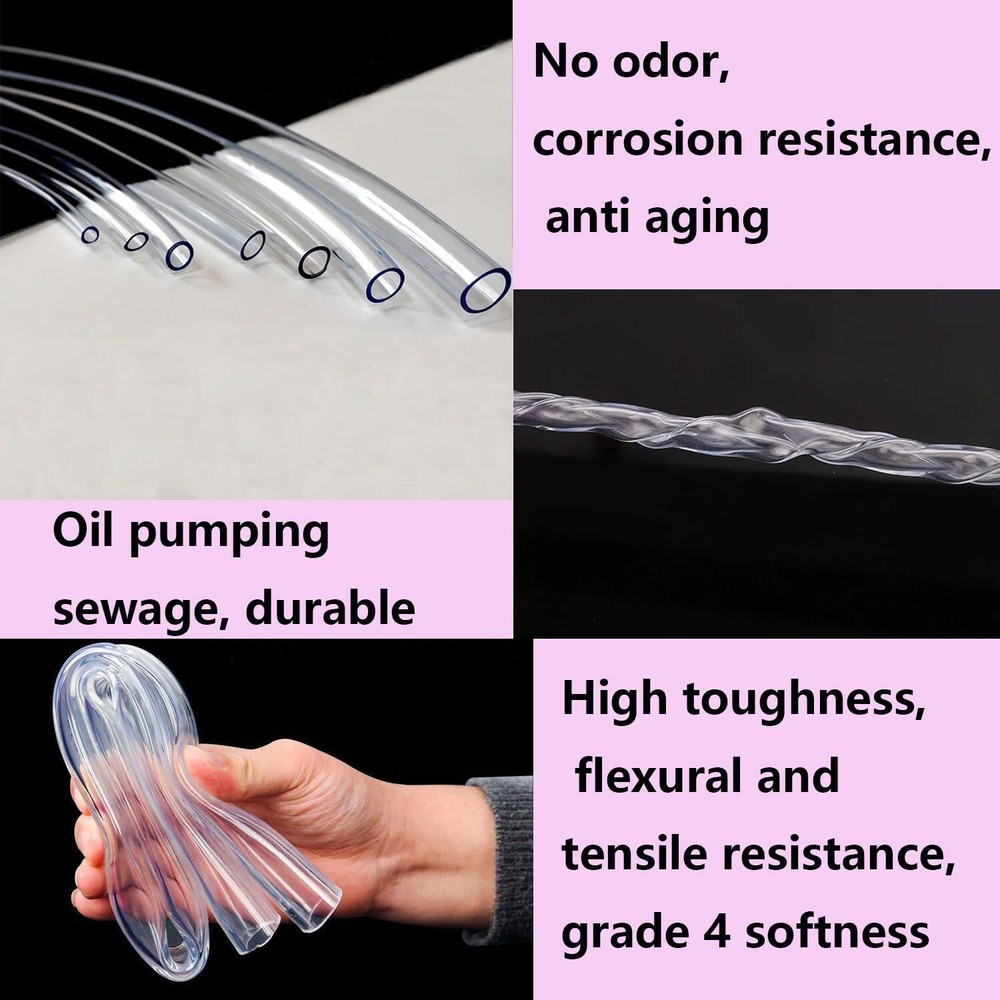 50 Feet PVC- 3/8" ID Clear Vinyl Tubing Food Grade Multipurpose Tube for Beer...