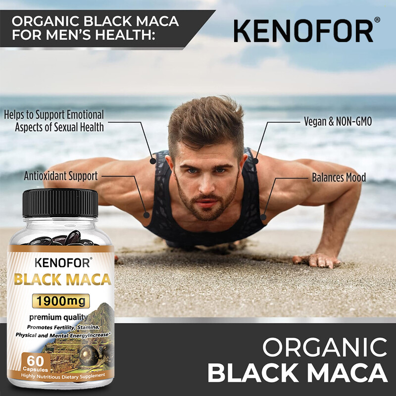 Male sexual function regulation | Organic Black Maca Capsules | 60 Capsules