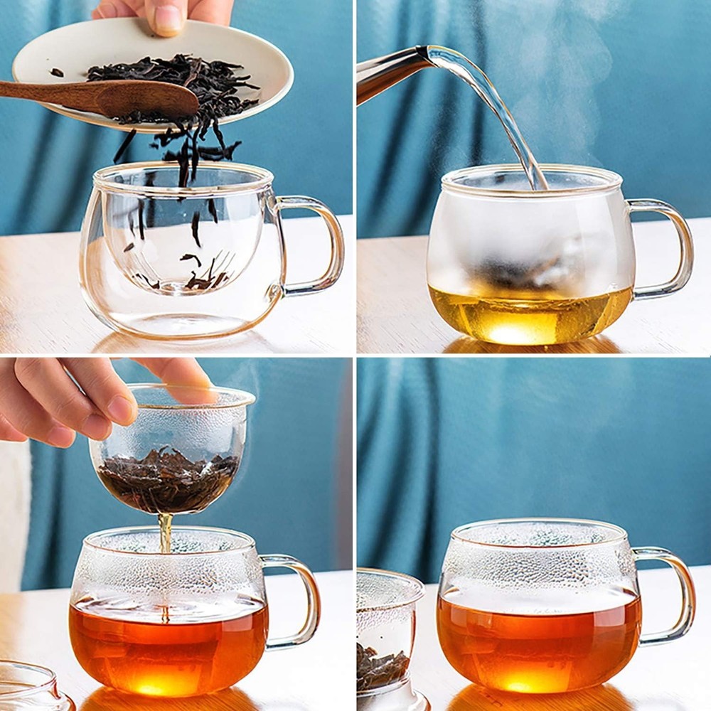 Elegant 13oz Borosilicate Tea Infuser Cup Set - Perfect for Tea Lovers