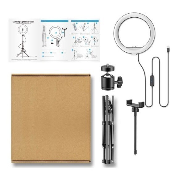 10" LED Ring Light & 2.1M Tripod Stand for Cameras