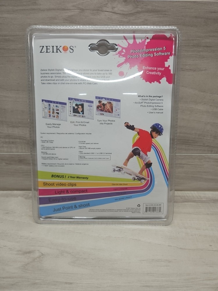 Zeikos 3-in-1 Stylish Digital Camera New