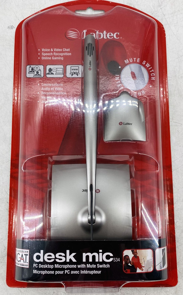 5X NEW LABTEC DESK MIC 534 PC DESKTOP MICROPHONE w/ MUTE SWITCH