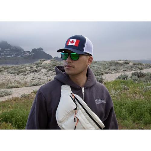 Canada Flag Hat - Snapback Trucker Mesh Baseball Cap(Navy/White)