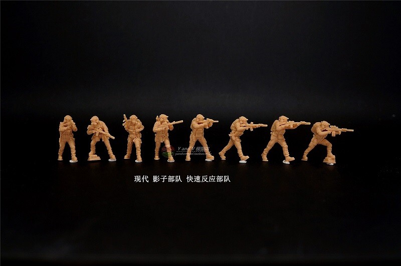 3D printed 1/72 Modern US "Shadow Force - Rapid Reaction Team" 8 man group model