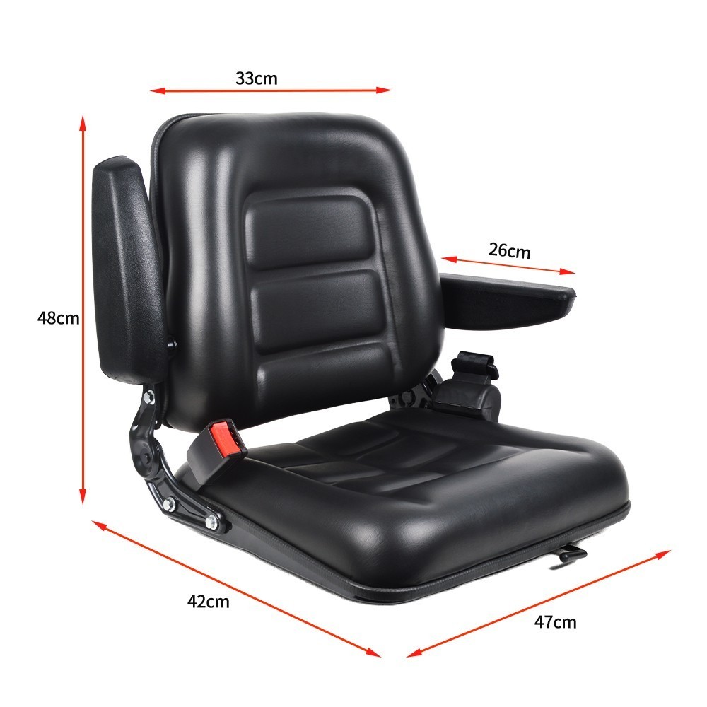 Tractor Forklift Seat Excavator Universal Adjustable Backrest Armrest Safty Belt