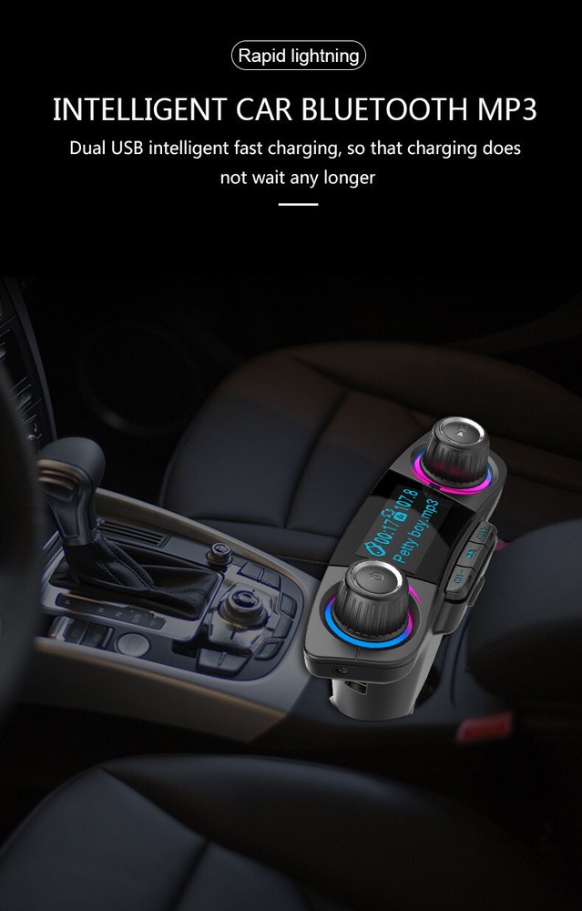 Car Bluetooth FM Transmitter Audio System Stereo MP3 Player Dual USB Charger AUX