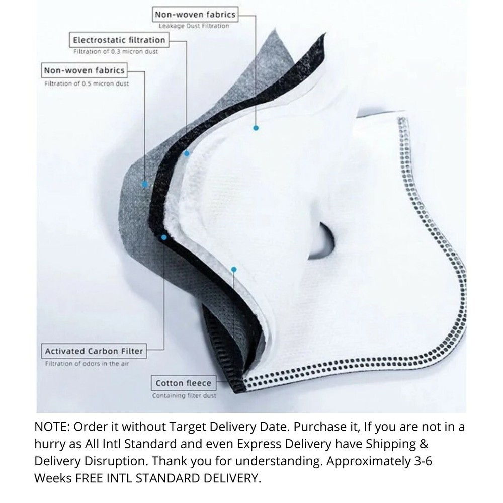 Face Mask filter accessories Air Breathing Valves Vent | 5 Layers Filter Pad