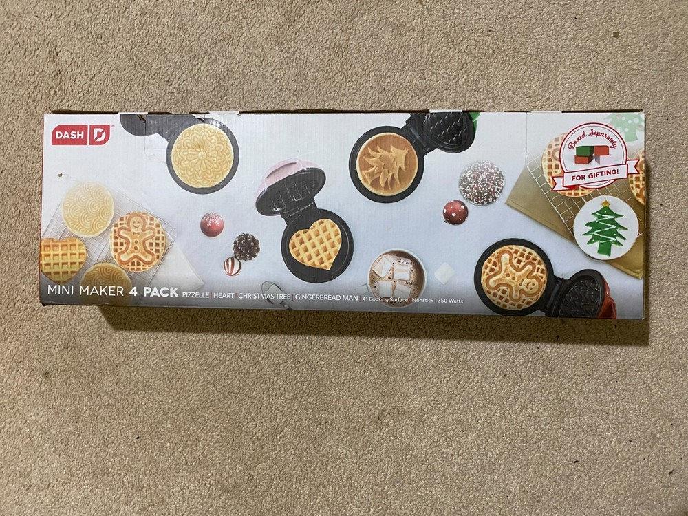 BRAND NEW - DASH Mini Maker 4-Pack Gift Set Mini Waffle Maker Griddle Multicolor