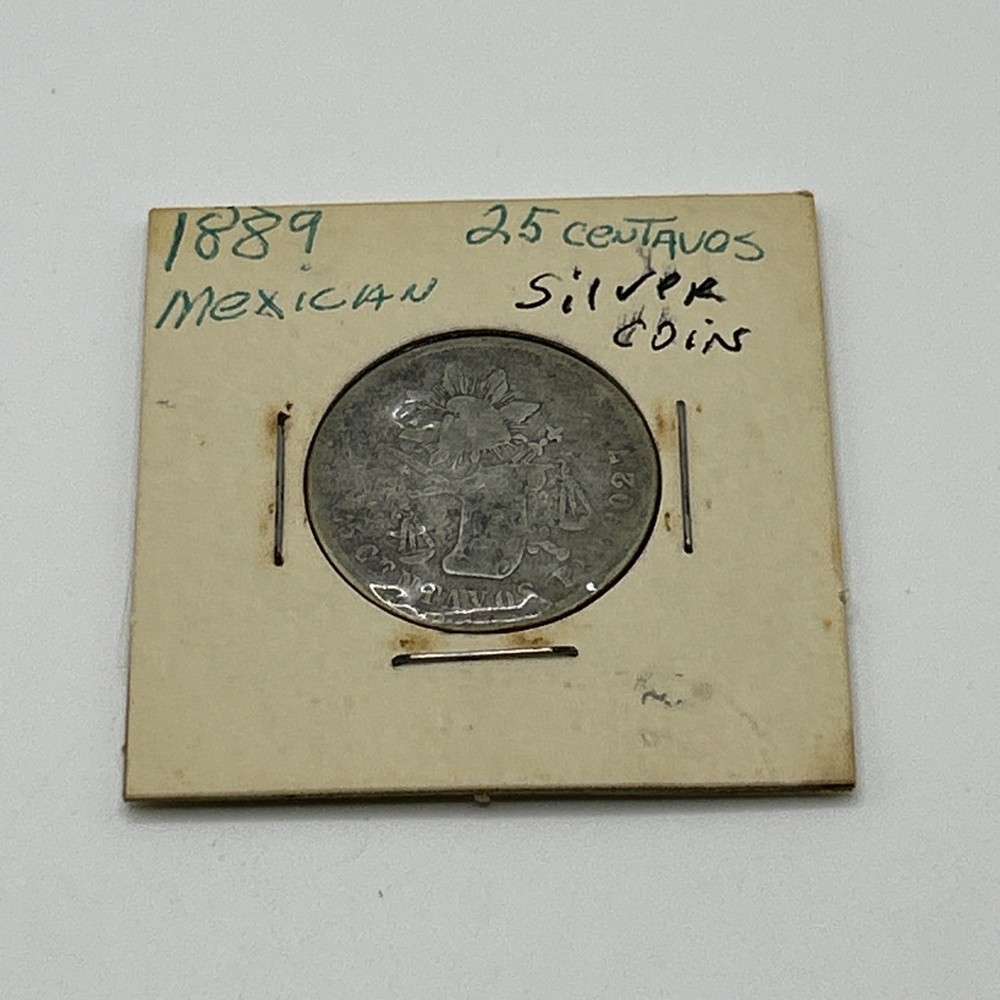 1889 MEXICAN 25 CENTAVOS SILVER COIN