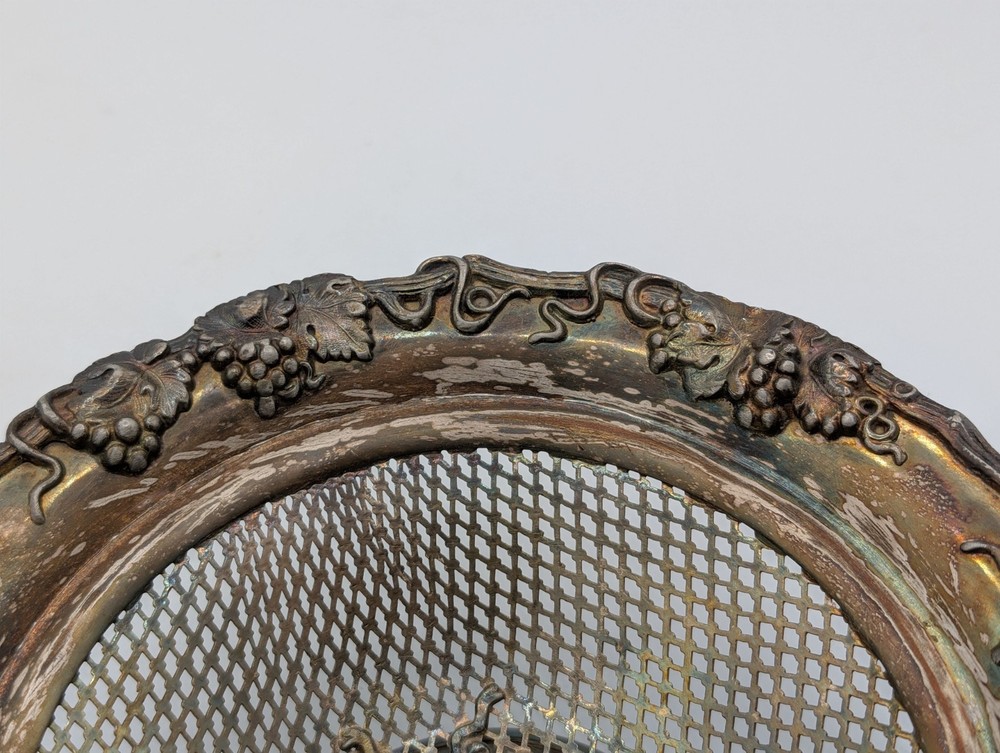 Vintage Silver Plated Open Basket Weave Grapevine Bowl Compote