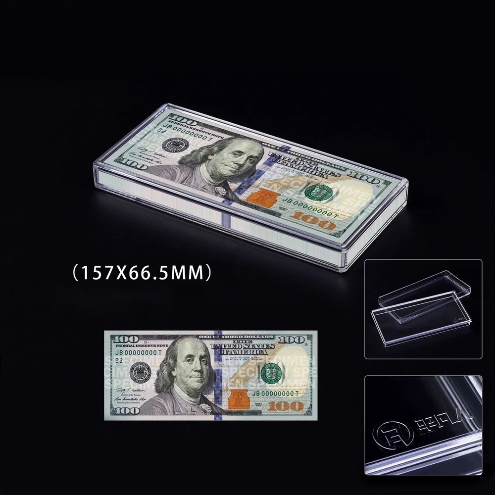 Acrylic Box Bundle US Dollar Banknote Currency Bills Display Storage Case Holder