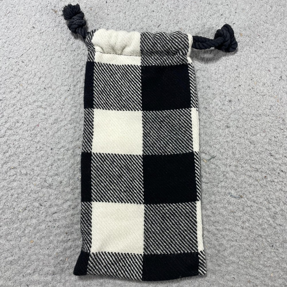 Faribault Woolen Mill Black White Buffalo Check Drawstring Pouch Bag Small