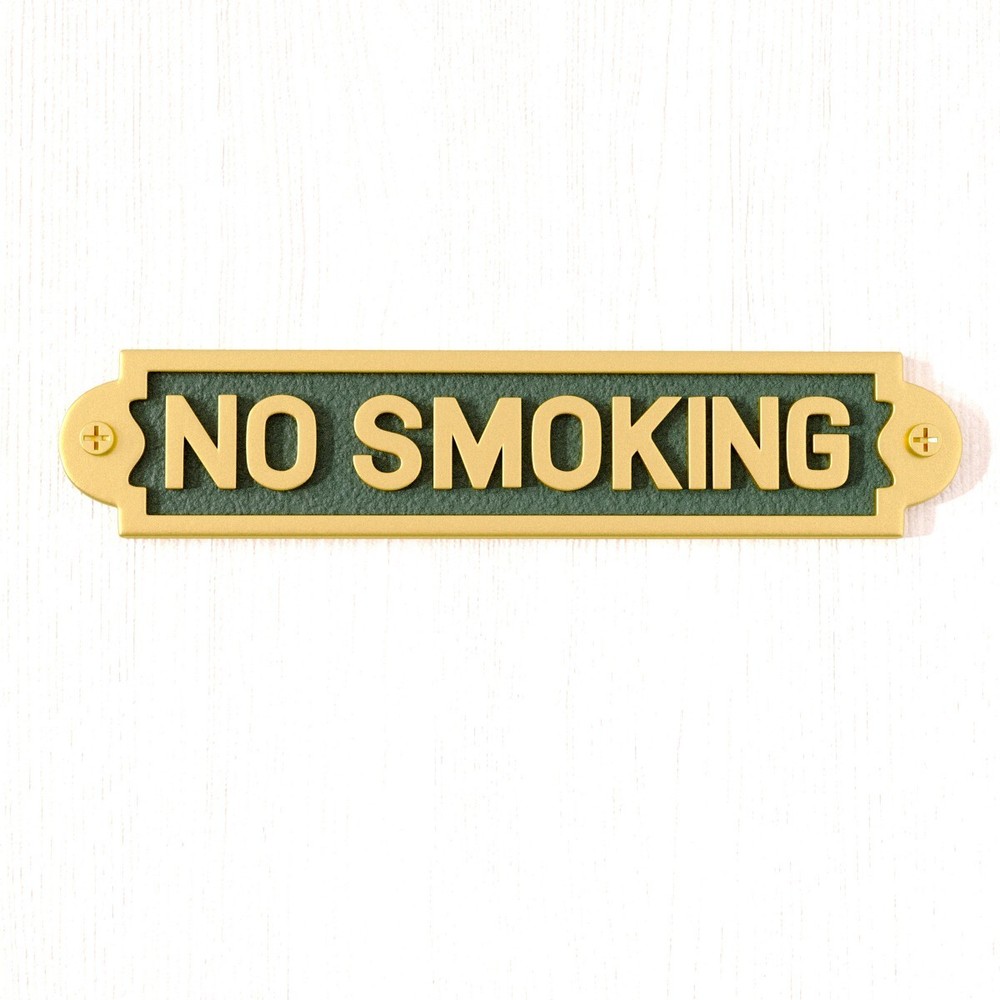 Solid Brass Plaques NO SMOKING Sign Polished Brass Plate
