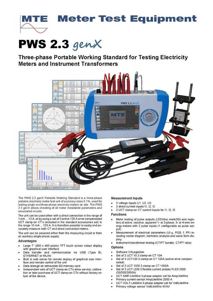 MTE PWS 2.3 GenX Three-phase Portable Working Standard for Meter