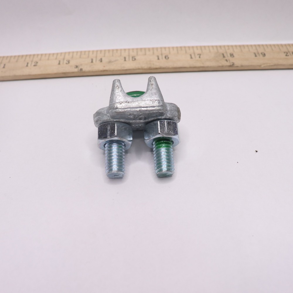 Wire Rope Cable Clamp Galvanized Green Bolt 3/8"