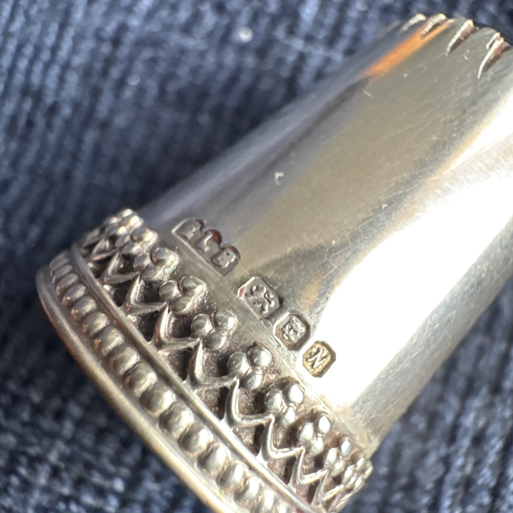 vintage sterling silver millefiori thimble