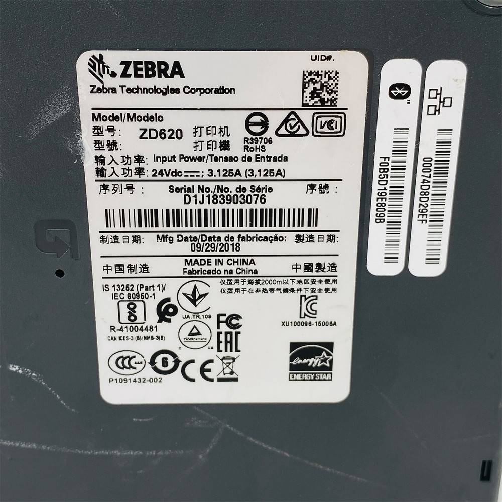 FULLY TESTED Zebra ZD620 Thermal Transfer Label Printer USB LAN Bluetooth Serial