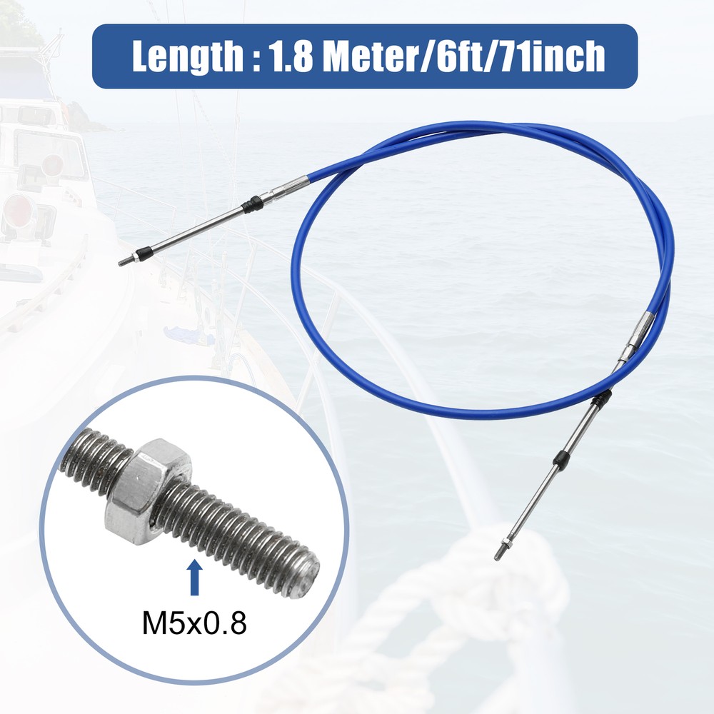 Universal 6ft 71" Marine Throttle Shift Remote Control Box Cable Pack of 2