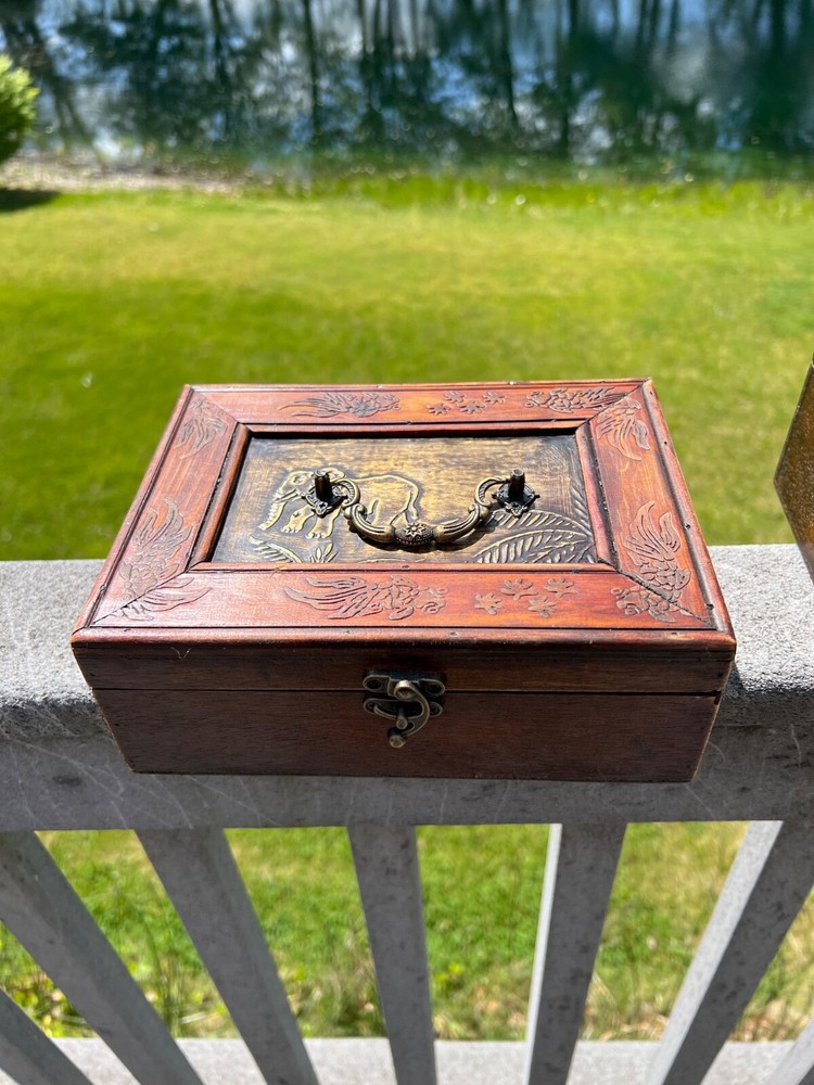 2 Small Asian Ornate Trunks for Storage and Decoration