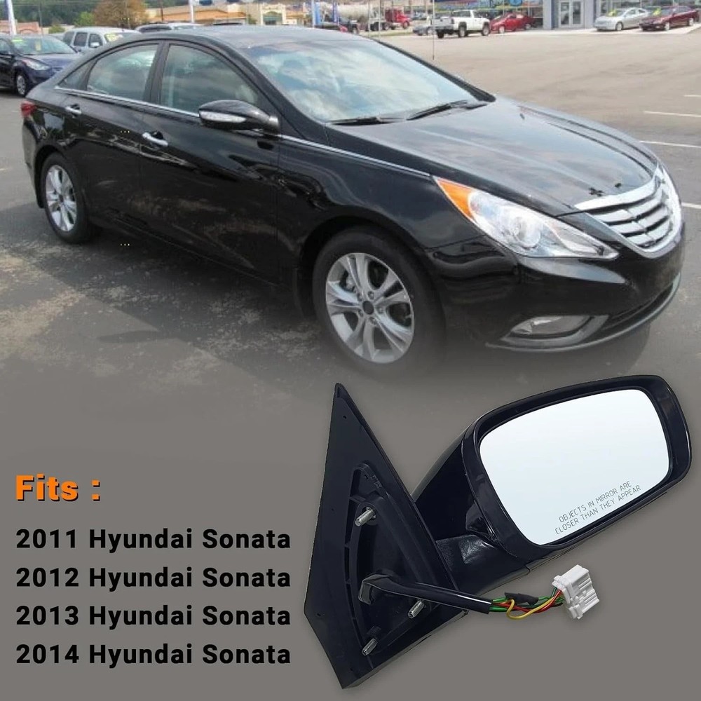 Right Passenger Side Mirror Assembly Fits 2011 2012 2013 2014 Hyundai Sonata wit