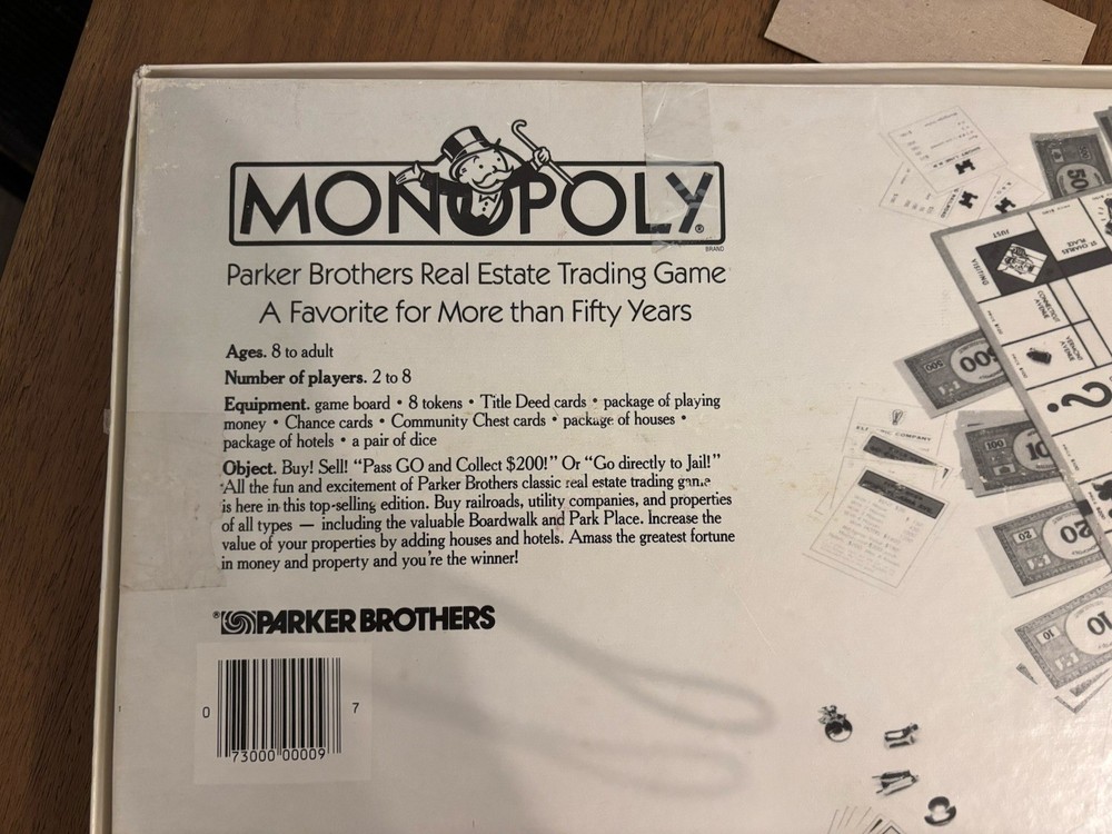 Monopoly 1985 Vintage Game No. 0009