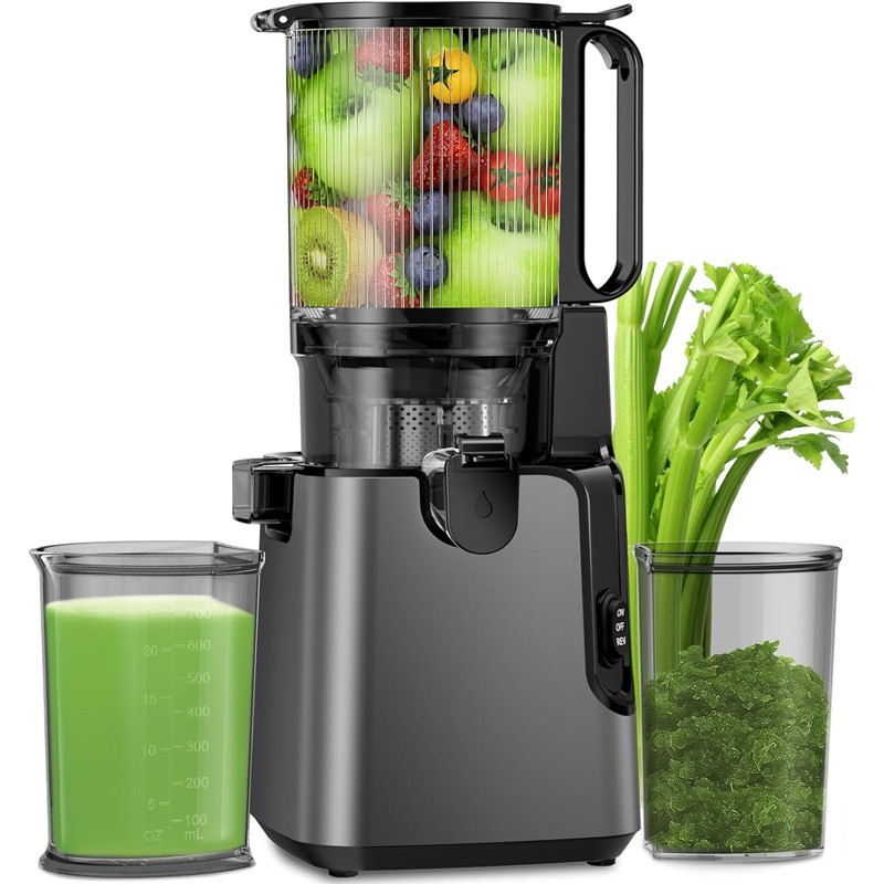 5.8" Large Feed Chute Cold Press Juicer - 400W Slow Masticating for Batch Use