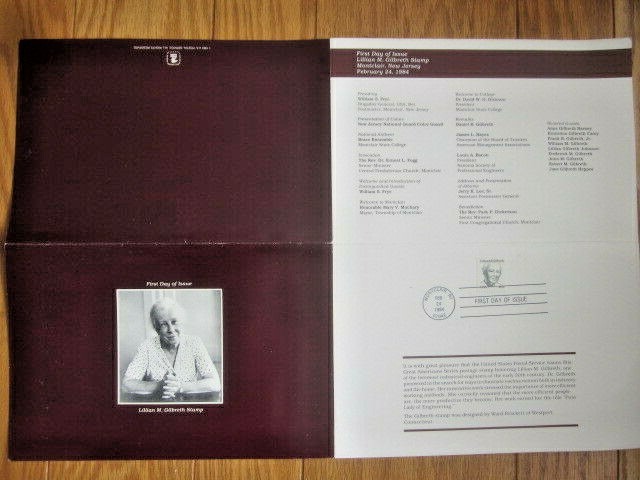 LILLIAN GILBRETH ENGINEER GREAT AMERICAN SERIES #1868  FIRST DAY CEREMONY FOLDER