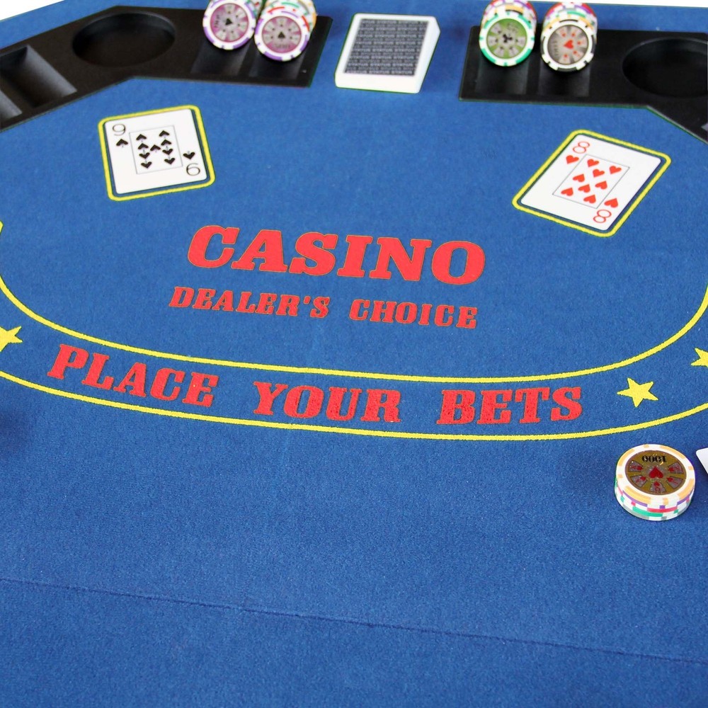 INO Design 48"Mat Foldable Blackjack Texas Holdem Octagon Poker Table Top Layout