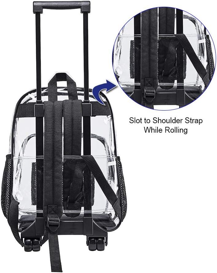 Rolling Clear Backpack, Heavy Duty Cold-Resistant Security Transparent PVC...