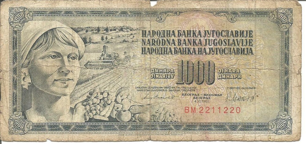YUGOSLAVIA 1.000 DINARA 04/11/1981