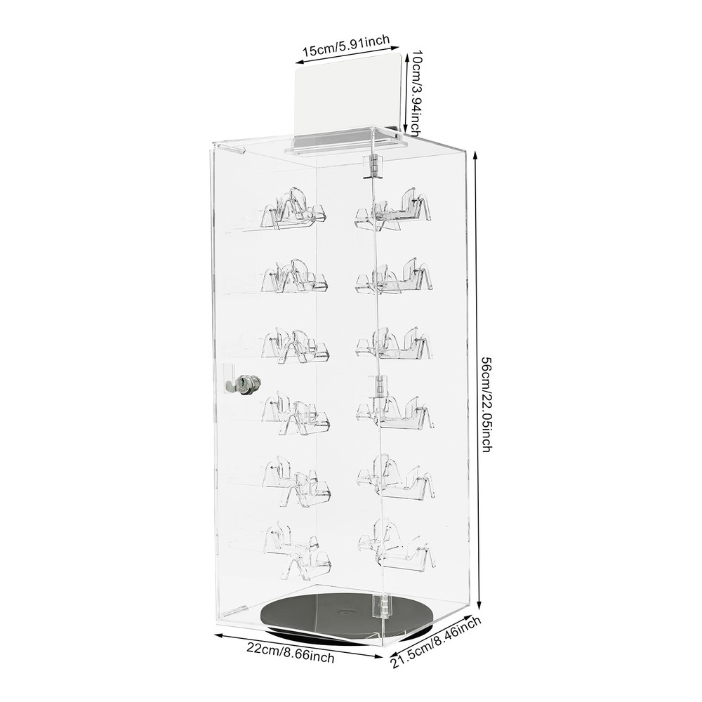 Acrylic Sunglasses Organizer Rotating Lockable Sunglass Display Case Clear