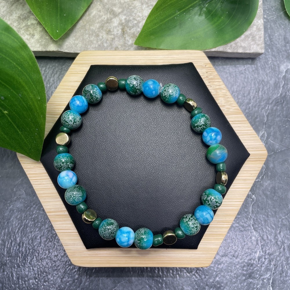 Handmade Bead Beaded Stackable 7.5” Plus Stretch Bracelet New Free Ship C1245