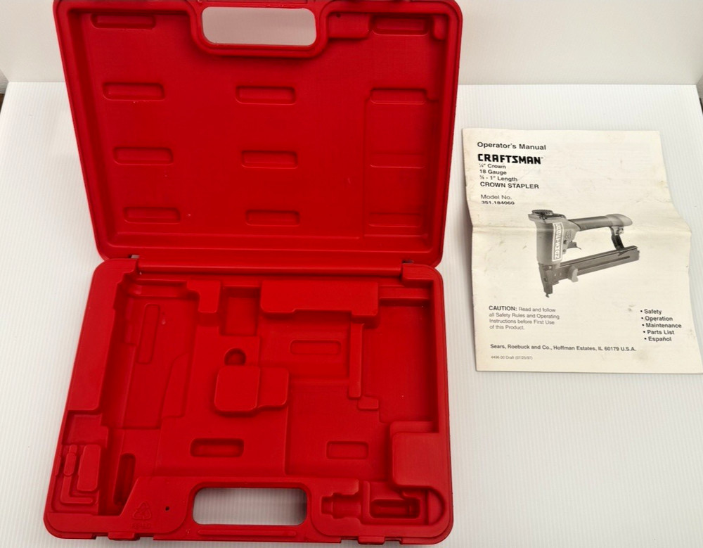 SEARS CRAFTSMAN CROWN STAPLER CASE AND OPERATOR MANUAL ONLY for model 351.184060